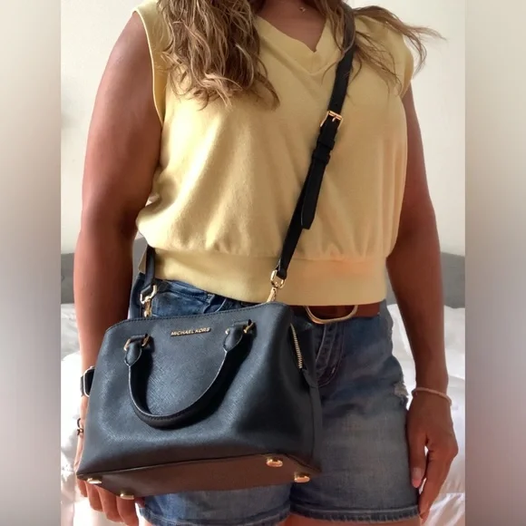 Michael Kors Black Satchel with Gold Accents - Picture 8 of 8